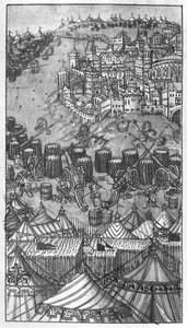 Attacco a una città fortificata, illustrazione da 